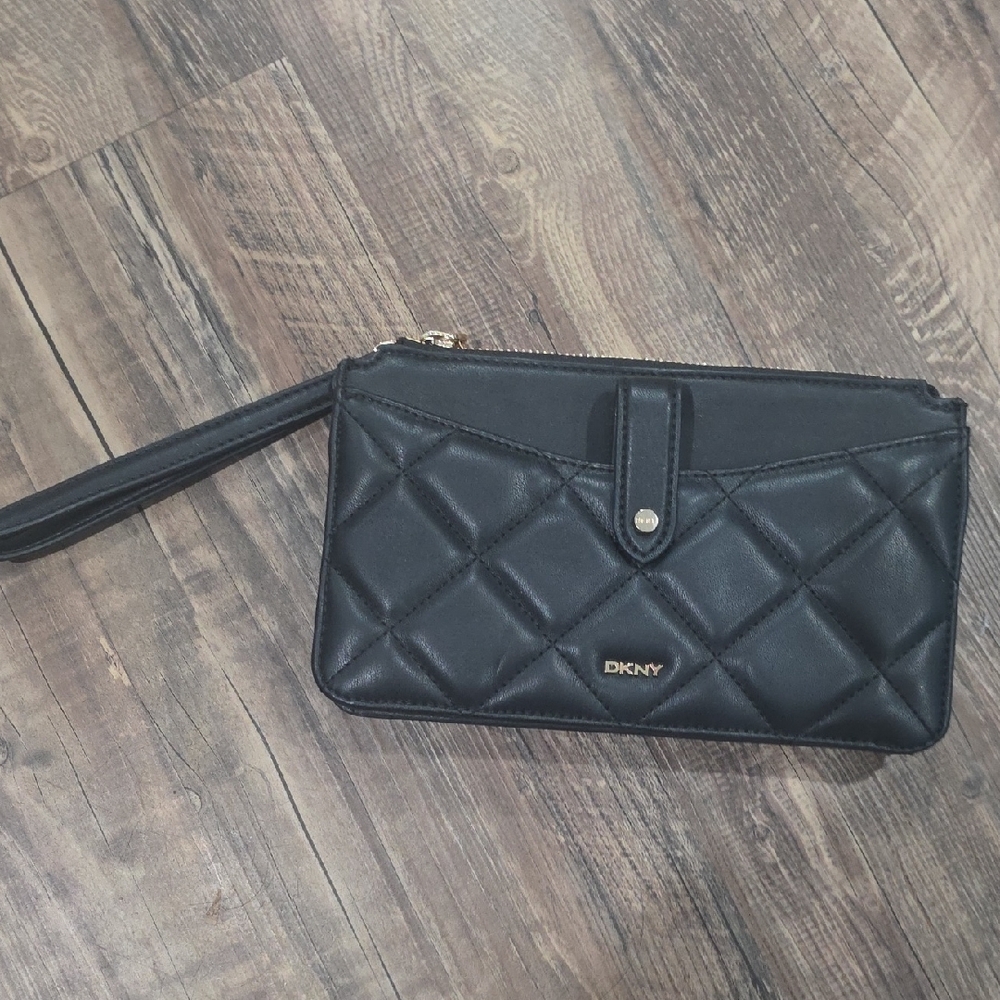 DKNY Quilted Black Wristlet